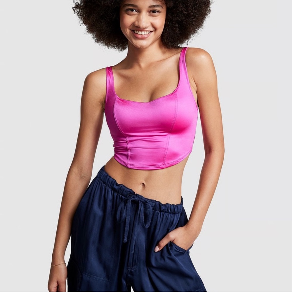 Victoria secrets PINK hot pink corset bustier bra top sz small Barbiecore new